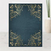 Carte Teal Blue Faux Gold Ornate Border Merry Christmas (Dos)