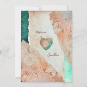 Carte Teal Blush Lace Heart Rococo Wedding Save the Date (Dos)