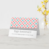 Carte Teal Coral Circles Employee Anniversary Card (Fleur jaune)