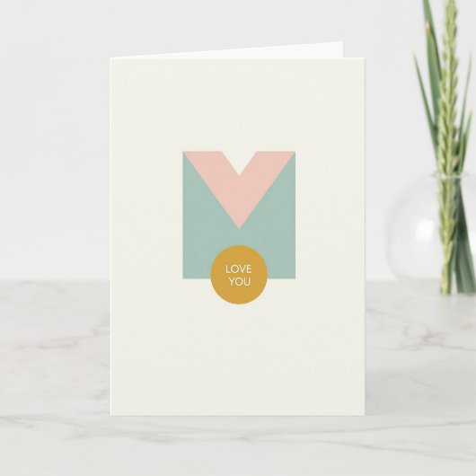 Carte Teal et Rose Je T'Aime (Devant)