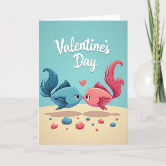 Carte Teal Fish Valentine Love Card (Devant)