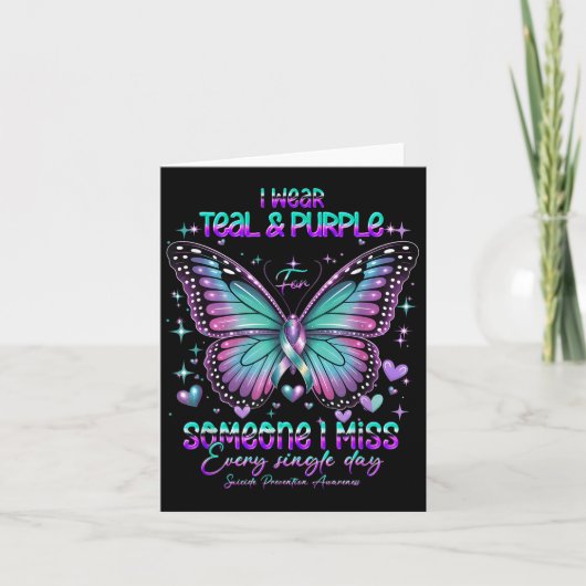 Carte Teal N Purple Butterfly Suicide Prevention Awarene (Devant)