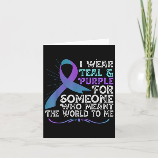 Carte Teal Purple Ribbon For Suicide Prevention Awarenes (Devant)