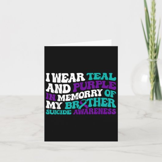Carte Teal Purple Ribbon Suicide Awareness Brother Aware (Devant)