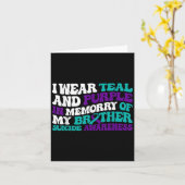 Carte Teal Purple Ribbon Suicide Awareness Brother Aware (Fleur jaune)