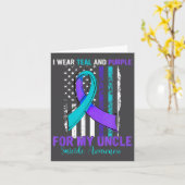 Carte Teal Purple Ribbon Suicide Awareness Flag Uncle (Fleur jaune)