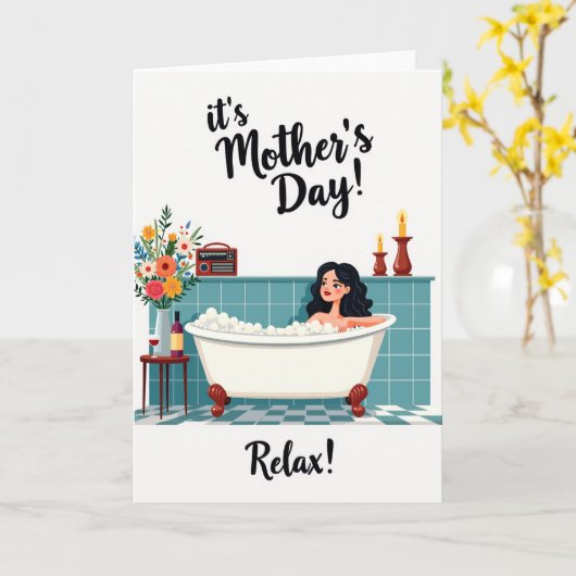Carte Teal Tile Relaxing Bath Card (Fleur jaune)