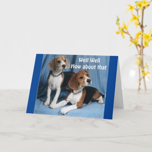 Carte TEASING BEAGLES FOR your **50th BIRTHDAY** (Fleur jaune)