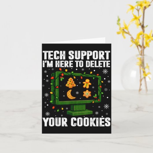 Carte Tech Suprt Delete Your Cookies Men Ugly Christmas (Fleur jaune)