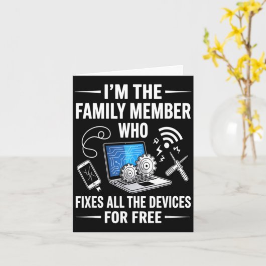 Carte Tech Suprt Design For Men, Boys, Dad. Funny Meme  (Fleur jaune)