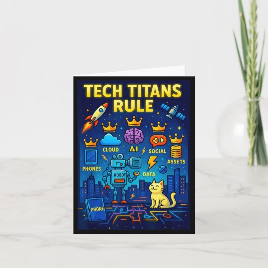 Carte Tech Titans Rule Funny Big Technology Satire Wer G (Devant)