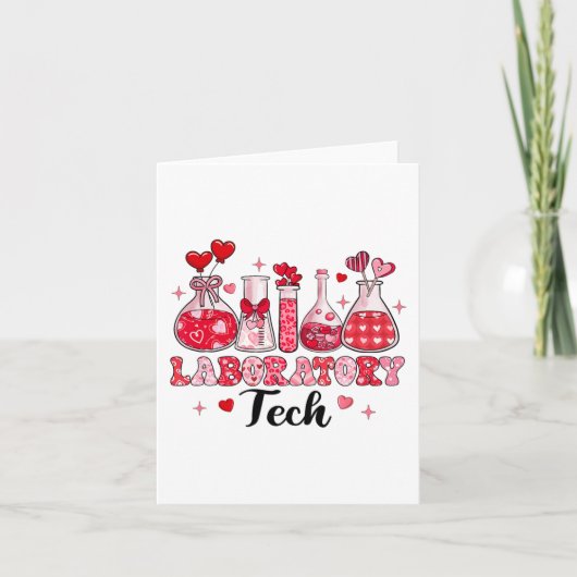 Carte Tech Tube à essai Cœurs de léopard Saint-Valentin (Devant)