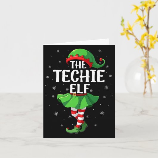 Carte Techie Elf Christmas Girls Women Elf Squad Xmas Fa (Fleur jaune)