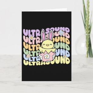 Carte Technicien échographie groovy Bunny Chick Œufs Pâq