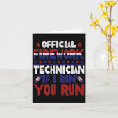 Carte Technicien en feux d'artifice 4 juillet drôle Usa  (Fleur jaune)