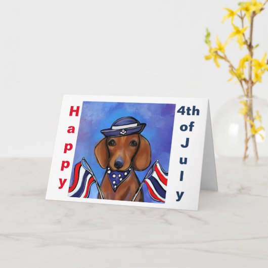 Carte Teckel  (Fleur jaune)