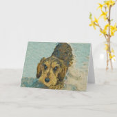 Carte teckel à poils durs (Fleur jaune)