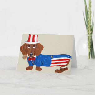 Carte Teckel dans le costume d'Oncle Sam