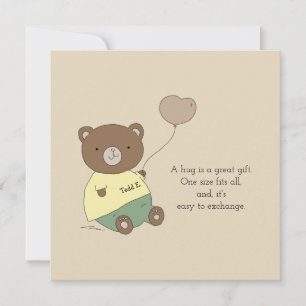 Carte Tedd E. Bear Hugs Khaki Tan Greeting