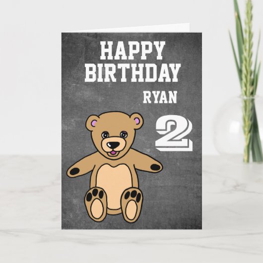 Carte Teddy Bear 2 et Birthday Chalkboard Joyeux Birthda (Devant)