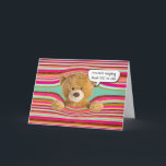 Carte Teddy Bear 50th Birthday Humour<br><div class="desc">Un mignon ours en peluche brun en rayures déformées colorées avec bulle vocale pour 50ème anniversaire. L'âge peut être changé.</div>
