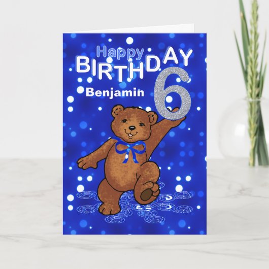 Carte Teddy Bear 6e anniversaire pour Boy (Devant)