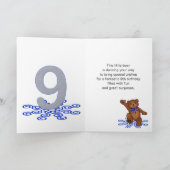 Carte Teddy Bear 9e anniversaire pour garçon (Intérieur)