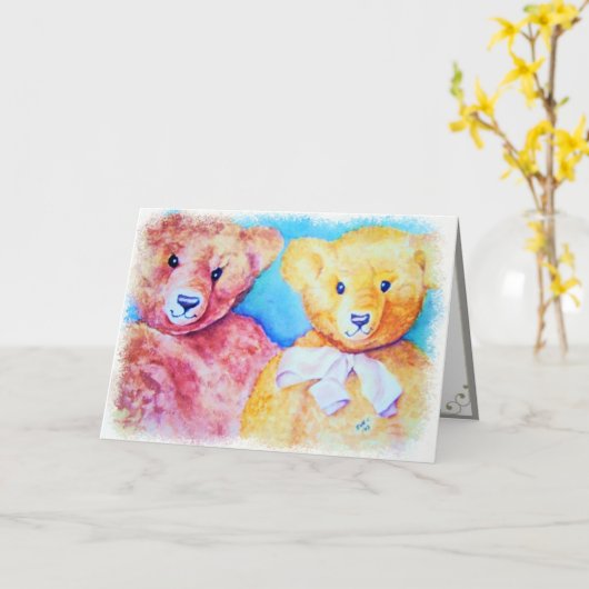 CARTE TEDDY BEAR AMIS (Fleur jaune)