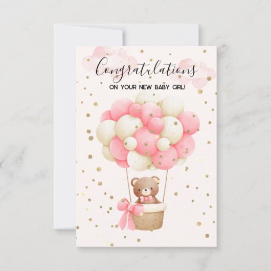 Carte Teddy Bear Baby Girl Félicitations Card (Devant)