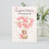 Carte Teddy Bear Baby Girl Félicitations Card (Debout devant)