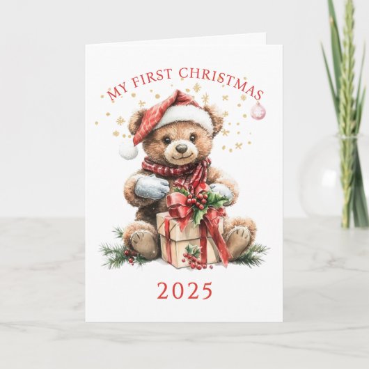 Carte Teddy Bear Baby's First Christmas  (Devant)