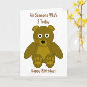 Carte Teddy Bear Design 2e anniversaire (Fleur jaune)