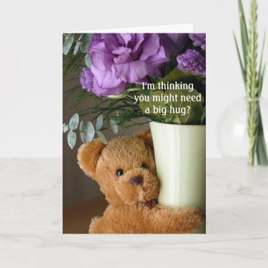 Carte Teddy Bear Hugs and Flowers-Get Well (Devant)