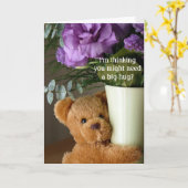 Carte Teddy Bear Hugs and Flowers-Get Well (Fleur jaune)