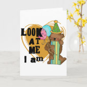 Carte Teddy Bear I'm 1 Anniversaire T-shirts et cadeaux (Fleur jaune)