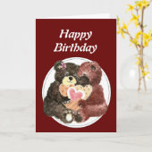 Carte Teddy Bear J'aime Heart You (Fleur jaune)