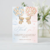 Carte Teddy Bear Merci de la révélation de genre (Debout devant)