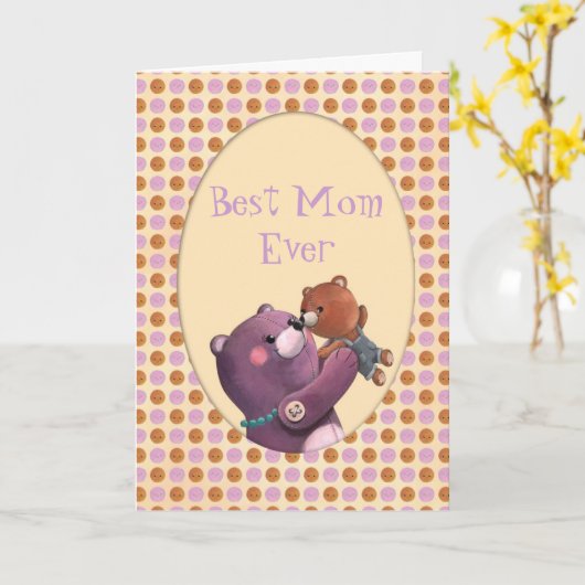 Carte Teddy Bear Mère (Fleur jaune)