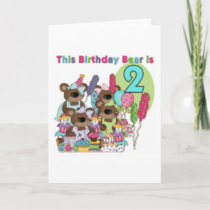 Carte Teddy Bear Party 2nd Birthday T-shirts et cadeaux