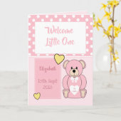 Carte Teddy bear pink (Fleur jaune)
