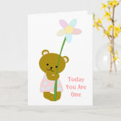 Carte Teddy Bear Premier anniversaire (Fleur jaune)