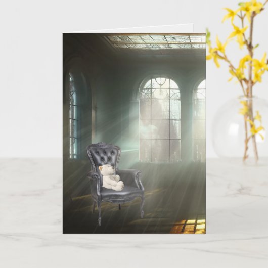 Carte Teddy Bear Sur Une Chaise (Fleur jaune)