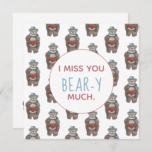 Carte Teddy Bear Tu me manques beaucoup (Devant / Derrière)