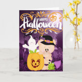 Carte Teddy Bear Warlock - Happy Halloween (Fleur jaune)