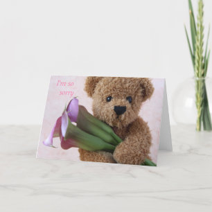 Carte teddy bear witcalla lilies apolocard