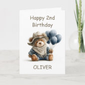 Carte Teddy Bear with Balloons 2nd Birthday (Devant)