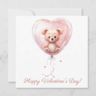 Carte Teddy dans un ballon en forme de cœur pour la Sain