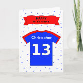 Carte tee 13e anniversaire de sport personnalisé (Devant)