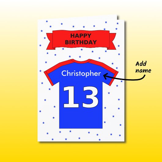 Carte tee 13e anniversaire de sport personnalisé
