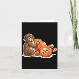 Carte Tee graphique mignon de bébé singe coup de poing m